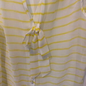 Banana Republic Yellow/white Stripe Cool Sheer Blouse Size XL